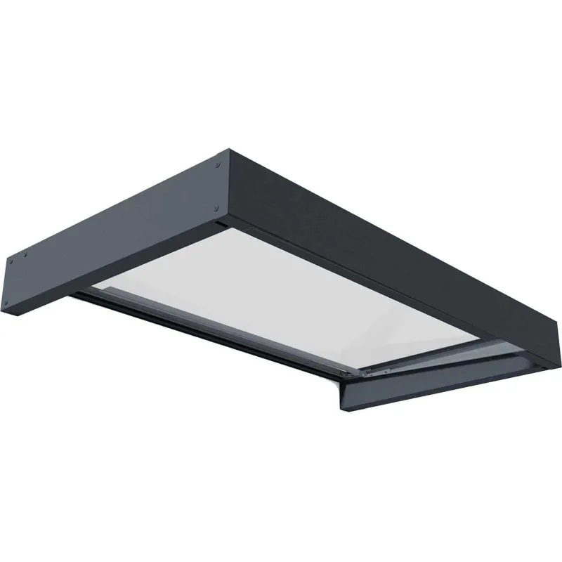 Marquise de porte en aluminium gris et polycarbonate Sophia