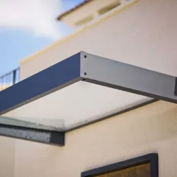 Marquise de porte en aluminium gris et polycarbonate Sophia