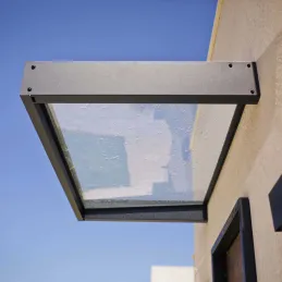 Marquise de porte en aluminium gris et polycarbonate Sophia