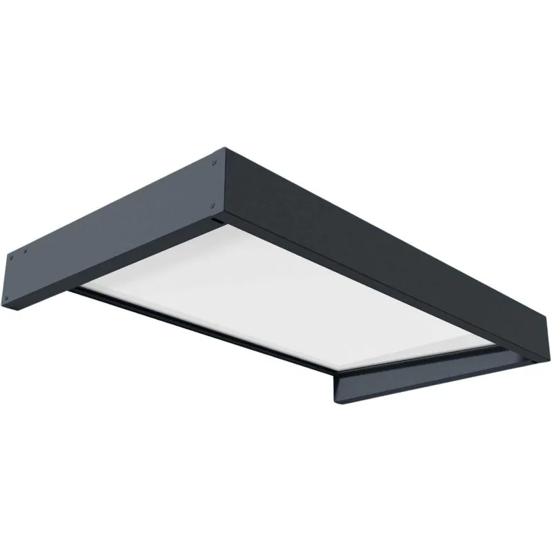 Marquise de porte en aluminium gris et polycarbonate Sophia