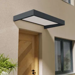 Marquise de porte en aluminium gris et polycarbonate Sophia