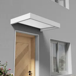 Marquise de porte en aluminium blanc et polycarbonate Sophia