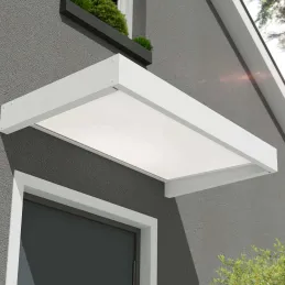 Marquise de porte en aluminium blanc et polycarbonate Sophia