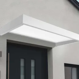 Marquise de porte en aluminium blanc et polycarbonate Sophia