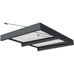 Marquise de porte en aluminium gris et polycarbonate Sophia