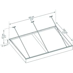Marquise de porte en aluminium gris et polycarbonate Sophia