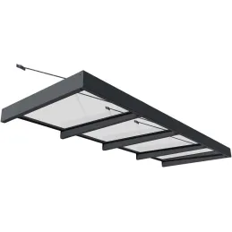 Marquise de porte en aluminium gris et polycarbonate Sophia
