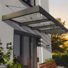 Marquise de porte en aluminium gris et polycarbonate Sophia