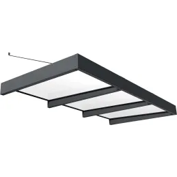 Marquise de porte en aluminium gris et polycarbonate opale blanc Sophia