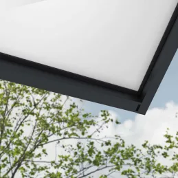 Marquise de porte en aluminium gris et polycarbonate opale blanc Sophia