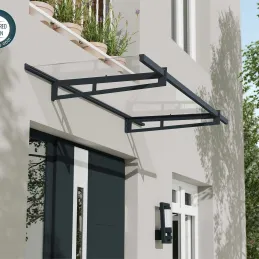 Marquise de porte en aluminium gris et polycarbonate Bremen