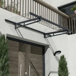 Marquise de porte en aluminium gris et polycarbonate Bremen