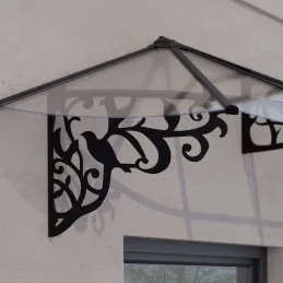 Marquise de porte en aluminium et polycarbonate Lily