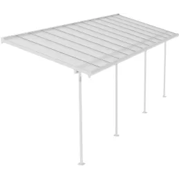 Pergola à adosser en aluminium blanc et polycarbonate Sierra