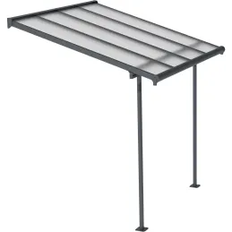 Pergola à adosser en aluminium gris et polycarbonate Sierra