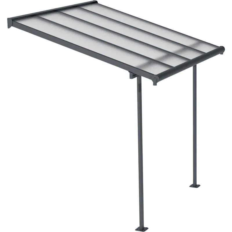 Pergola à adosser en aluminium gris et polycarbonate Sierra