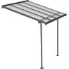 Pergola à adosser en aluminium gris et polycarbonate Sierra