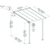 Pergola à adosser en aluminium gris et polycarbonate Sierra