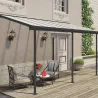 Pergola à adosser en aluminium gris et polycarbonate Sierra