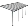 Pergola à adosser en aluminium gris et polycarbonate Sierra