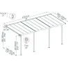 Pergola à adosser en aluminium gris et polycarbonate Sierra
