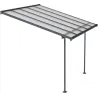 Pergola à adosser en aluminium gris et polycarbonate Sierra