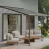 Pergola à adosser en aluminium gris et polycarbonate Sierra