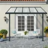 Pergola à adosser en aluminium gris et polycarbonate Sierra