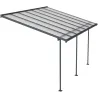 Pergola à adosser en aluminium gris et polycarbonate Sierra