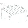 Pergola à adosser en aluminium gris et polycarbonate Sierra