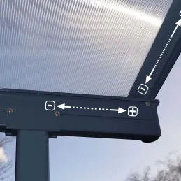 Pergola à adosser en aluminium gris et polycarbonate Sierra