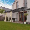 Pergola à adosser en aluminium gris et polycarbonate Sierra