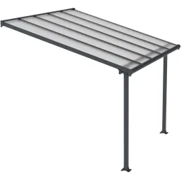 Pergola à adosser en aluminium gris et polycarbonate Olympia