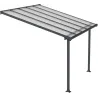Pergola à adosser en aluminium gris et polycarbonate Olympia