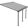 Pergola à adosser en aluminium gris et polycarbonate Olympia