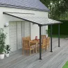 Pergola à adosser en aluminium gris et polycarbonate Olympia