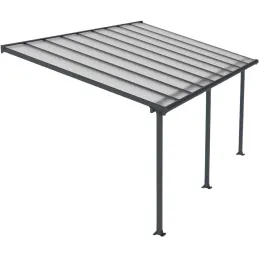 Pergola à adosser en aluminium gris et polycarbonate Olympia