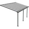 Pergola à adosser en aluminium gris et polycarbonate Olympia