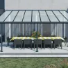 Pergola à adosser en aluminium gris et polycarbonate Olympia