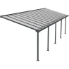 Pergola à adosser en aluminium gris et polycarbonate Olympia