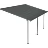 Pergola à adosser en aluminium et polycarbonate gris Capri