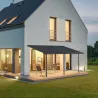Pergola à adosser en aluminium et polycarbonate gris Capri