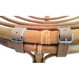 Fauteuil papasan en rotin avec coussin écru