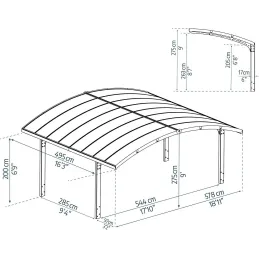 Carport en aluminium et polycarbonate Arizona Wave