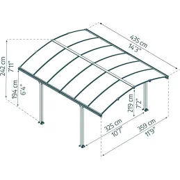 Carport en aluminium et polycarbonate Arcadia