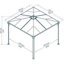 Tonnelle de jardin en aluminium et polycarbonate Palermo