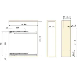 Porte-bouteilles latéral extractible avec fermeture amortie TitaneMax