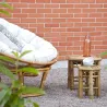 Fauteuil papasan en rotin avec coussin écru