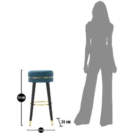 Tabouret de bar en tissu Paris 35 x 74 cm