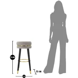 Tabouret de bar en tissu et métal Paris 35 x 74 cm